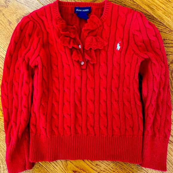 Ralph Lauren Cable Cotton Cardigan, Size 5 - Picture 1 of 5